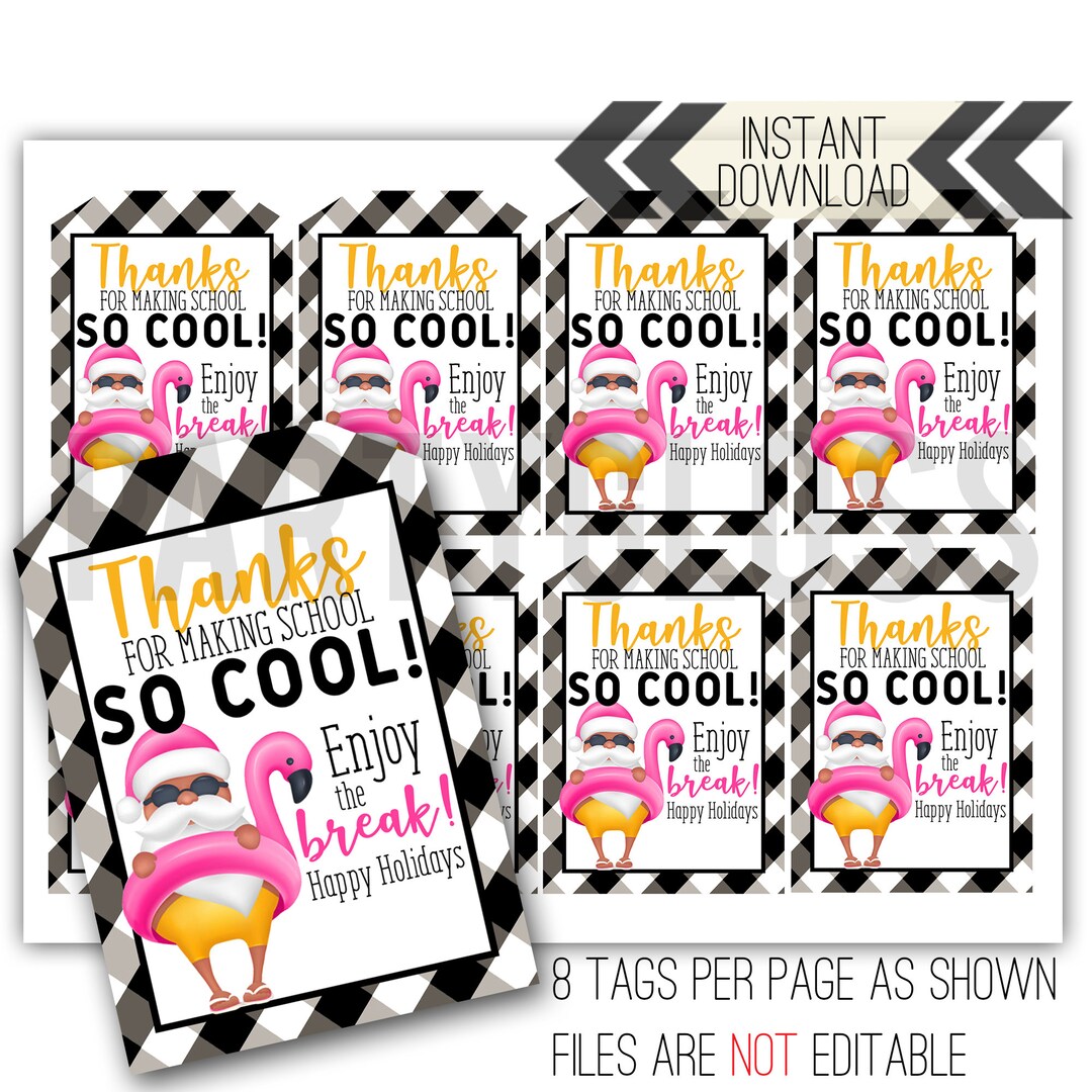 Teacher Holiday Printable Tag | Holiday Break Staff Gift | Staff Tag ...