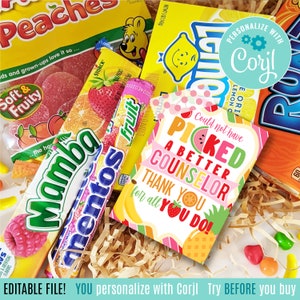 Editable Counselor Appreciation Printable Gift Tags, Could Not Have Picked A Better Counselor Fruity Candy End Of The Year First Session