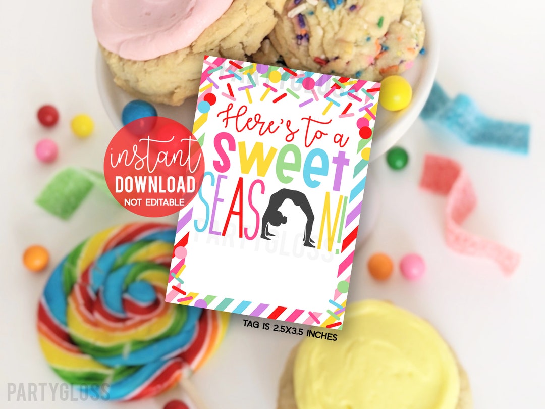Gymnastics Here's to A Sweet Season Printable Gift Tags Good Luck