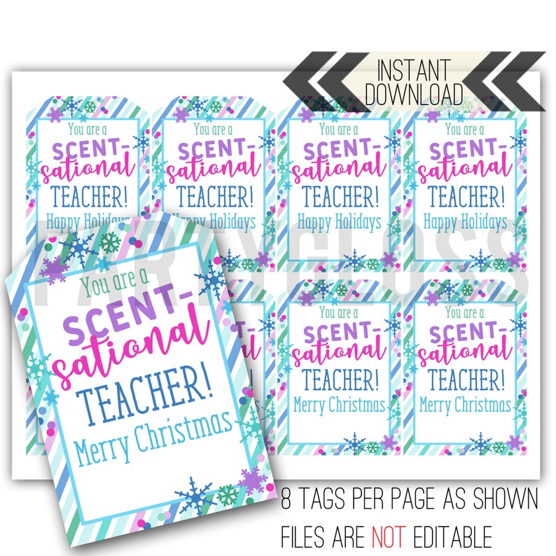 Scent sational Teacher Christmas Printable Tag Lotion Gift Etsy