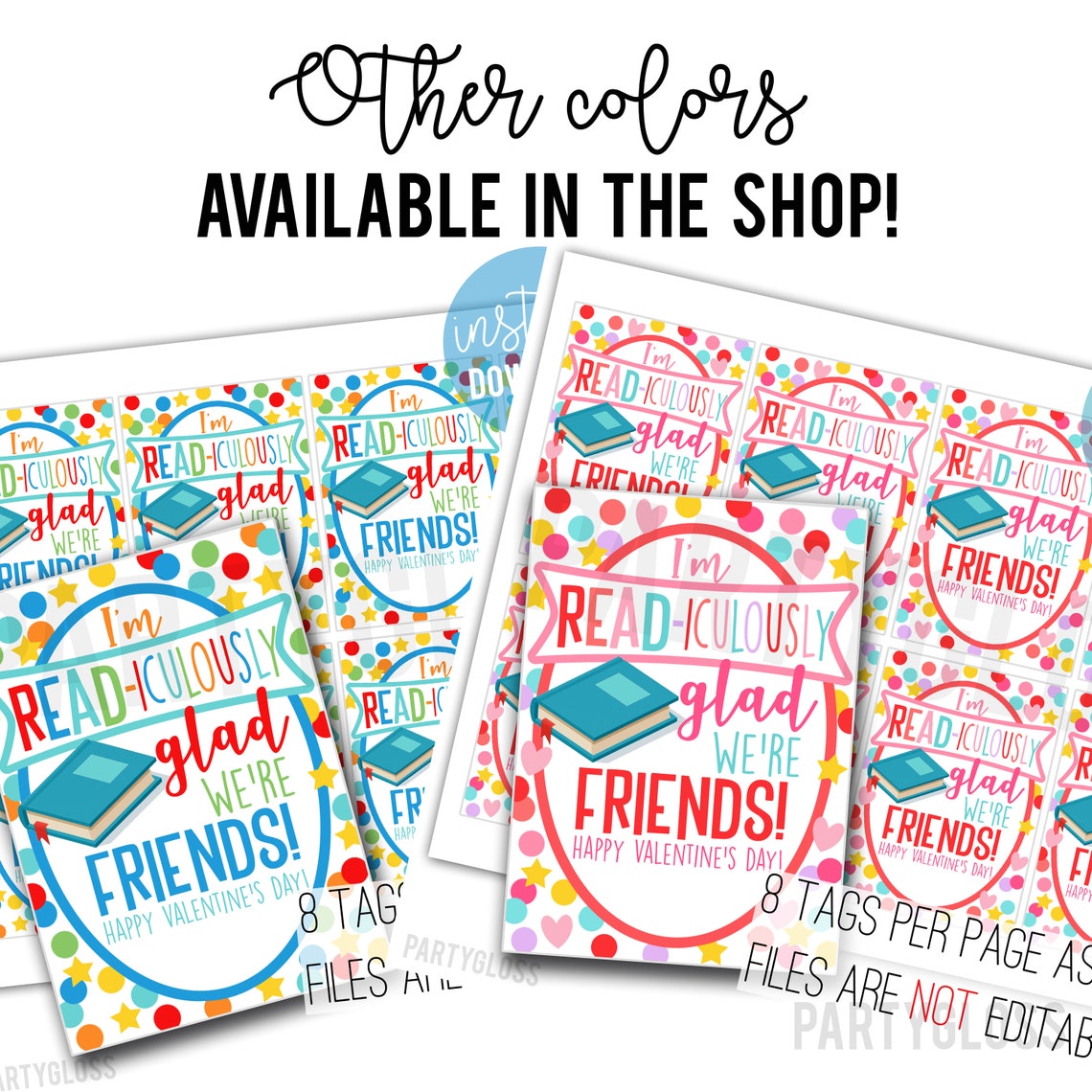 Bookmark Valentine's Day Printable Tag Book Valentine - Etsy