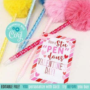 Bearbeitbar Valentinstag druckbare StuPENDous Lehrer Valentine Marker Stift Team Freund Nachbar Mitfahrgelegenheit Mitschüler Kita Lehrer Nachhilfelehrer