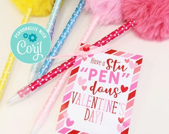 Editable Valentine's Day Printable StuPENdous Teacher Valentine Marker Pen Team Friend Neighbor Carpool Classmate Daycare Teacher Tutor