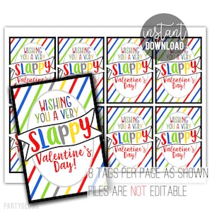 Slap Bracelet Valentine&#39;s Day Printable, Boy Slappy Valentine Tag Class Classmates Friends Team Neighbors Staff Office Carpool Group