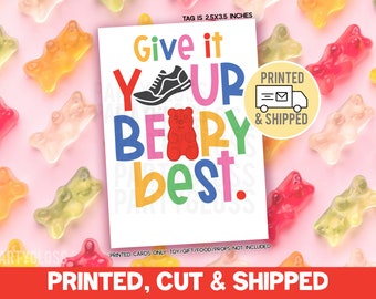 Printed, Cut & Shipped Cross Country Give It Your Beary Best Good Luck Gift Tags Gummy Bears Candy State Playoffs Meet Team Tournament