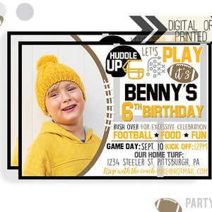 Football Birthday Invitation | Digital or Printed | Football Invitation |Pittsburgh Invitation | Pittsburgh Football | Gold and Black |
