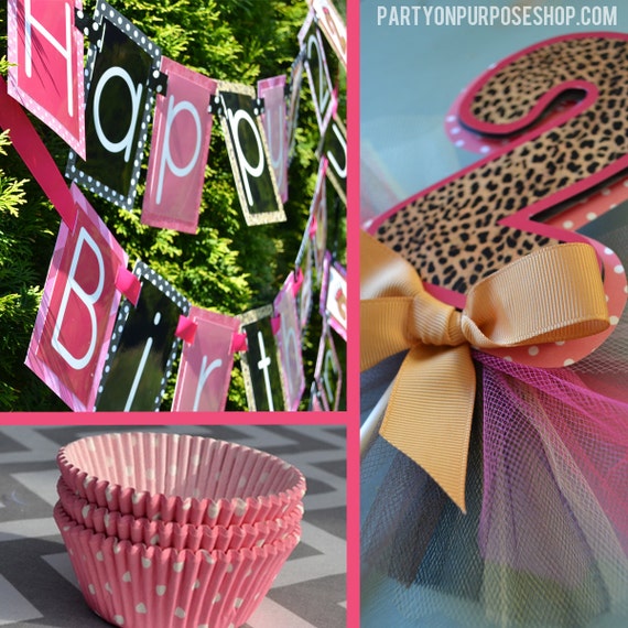 Leopard Print Princess Birthday Party Decorations Pink Black Etsy