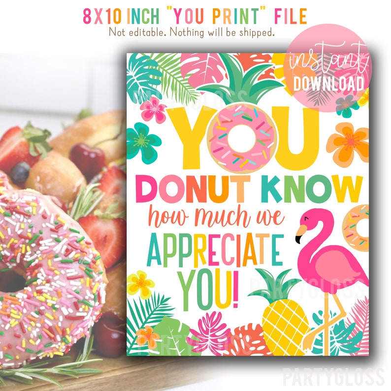 Teacher Appreciation 8.5x11 Printables, Lunch School Staff, PTO PTA, Treats Snacks Teachers Tropical Hawaiian Beach Aloha Tiki Bulk Bundle image 6