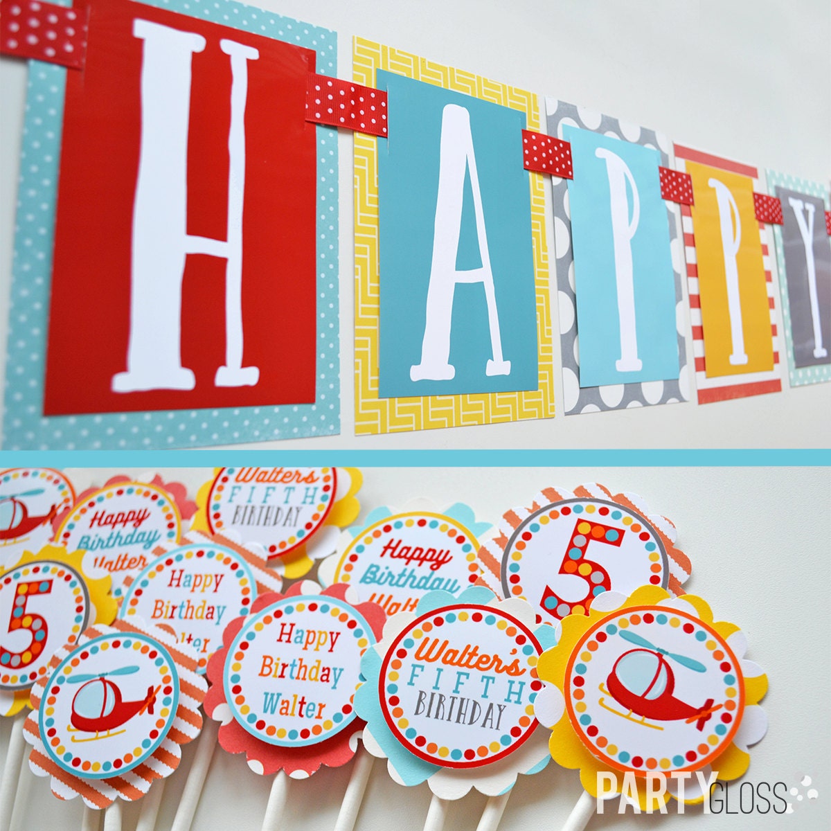 Helicopter Birthday Party Decorations Package Fully Assembled Etsy
