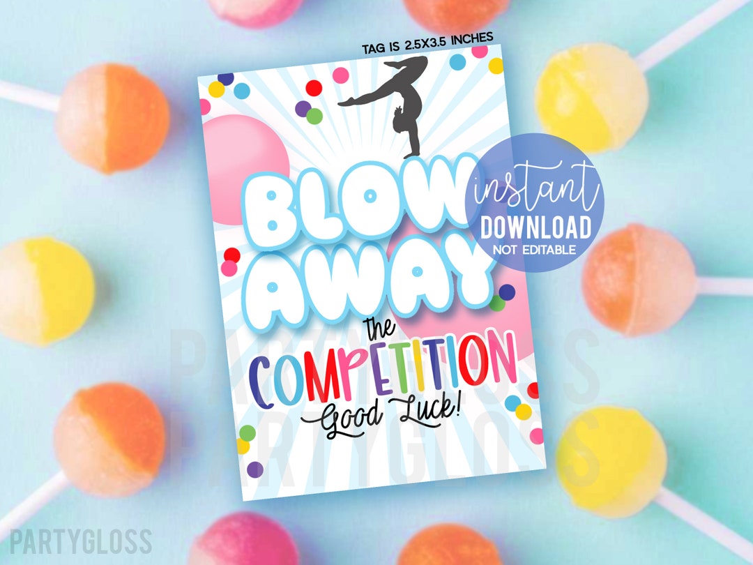 Gymnastics Blow Away the Competition Printable Gift Tags Good Luck