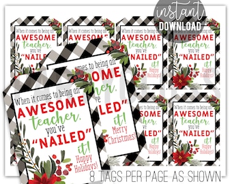 Teacher Appreciation Christmas Printable | Christmas Teacher Tag | Teacher Christmas Gift | Nailed It | Polish, Manicure, Wrap File