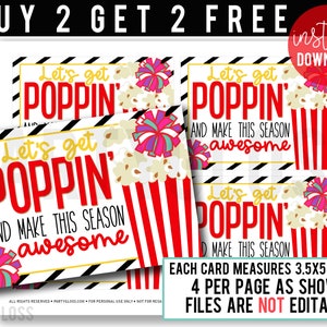 Cheer Team Popcorn Printable Gift Tags, Cheerleader Squad Our Team is ...