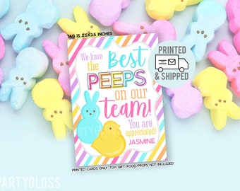 Printed and Shipped Easter Spring Team Appreciation Gift Tags, Best Peeps On Our Team Tag, Employee Appreciation, Staff, Coworkers, Sports