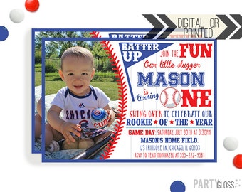 Baseball Birthday Invitation | Digital or Printed | Baseball Invitation | Rookie Year Invitation |  Rookie Invite | Baseball Party Invite