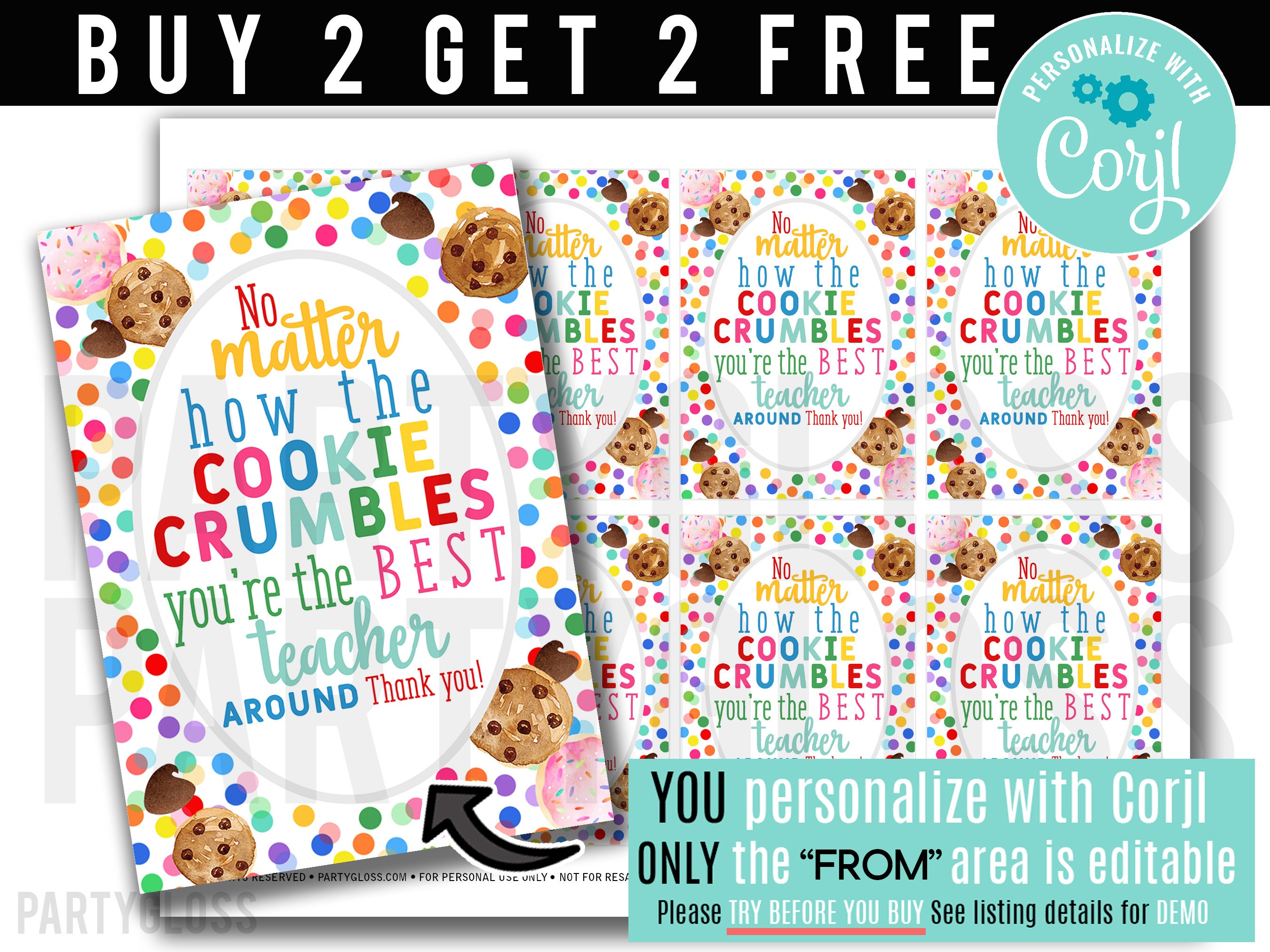 Editable Cookies Teacher Appreciation Printable Gift Tags, No Matter ...