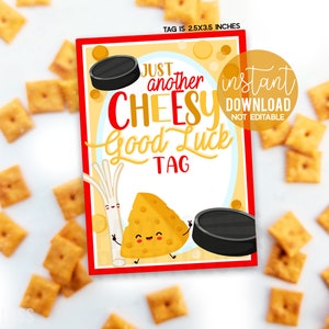 Hockey Geschenkanhänger Cheesy Good Luck druckbare Geschenkanhänger Käse-Cracker-Stick Snack Bag Tag Regions Playoff Spiel Match Team Treat Zustands-Meisterschaft