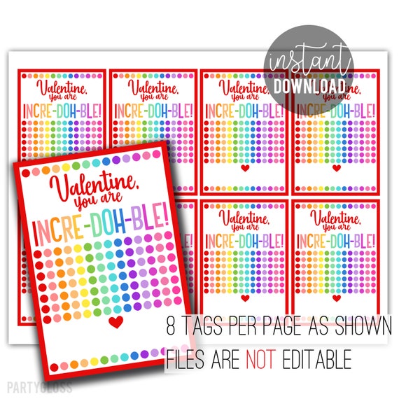 Valentine's Day Printable Tag  Doh Valentine  Dough