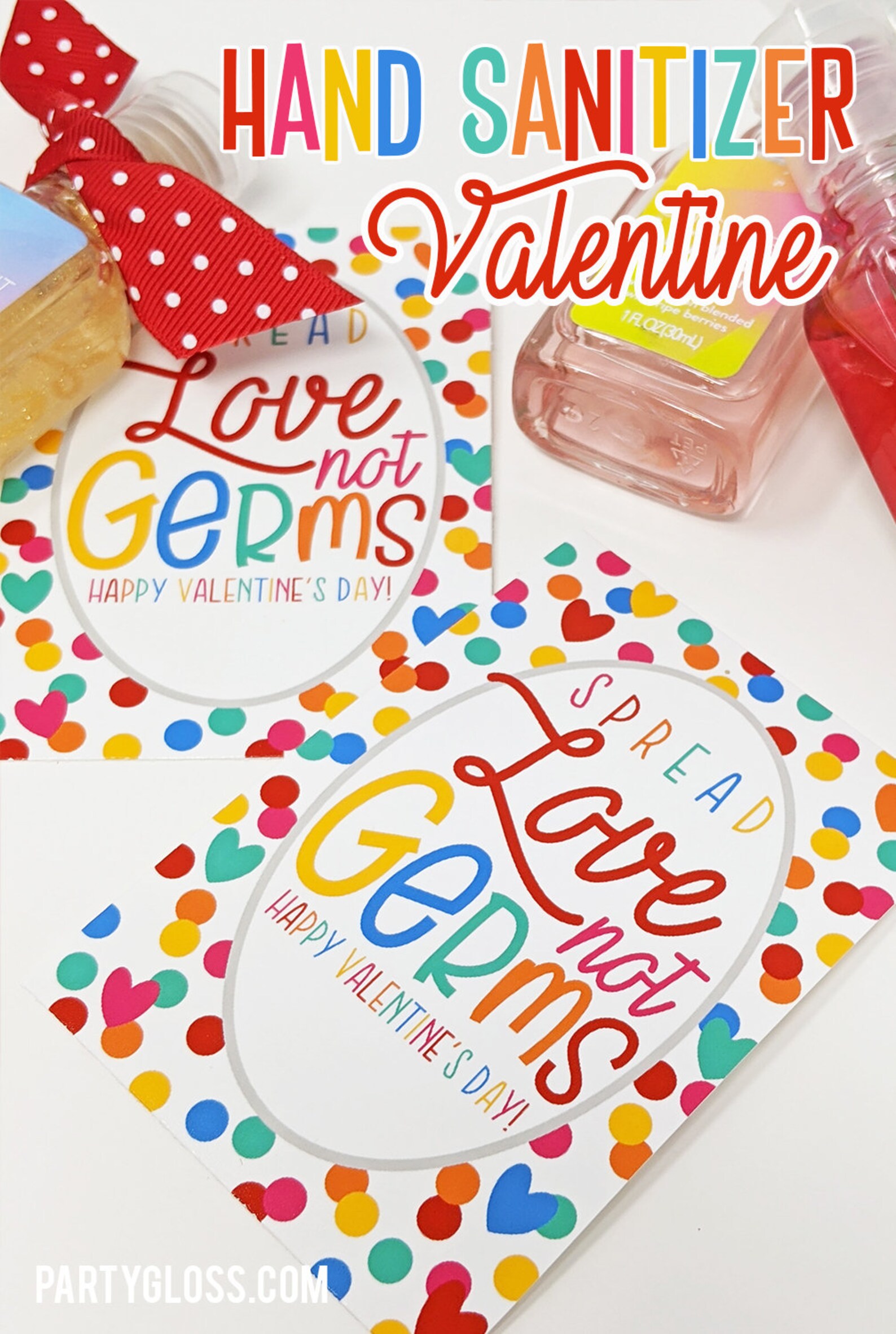 Hand Sanitizer Valentine's Day Printable Card Sanitizer | Etsy