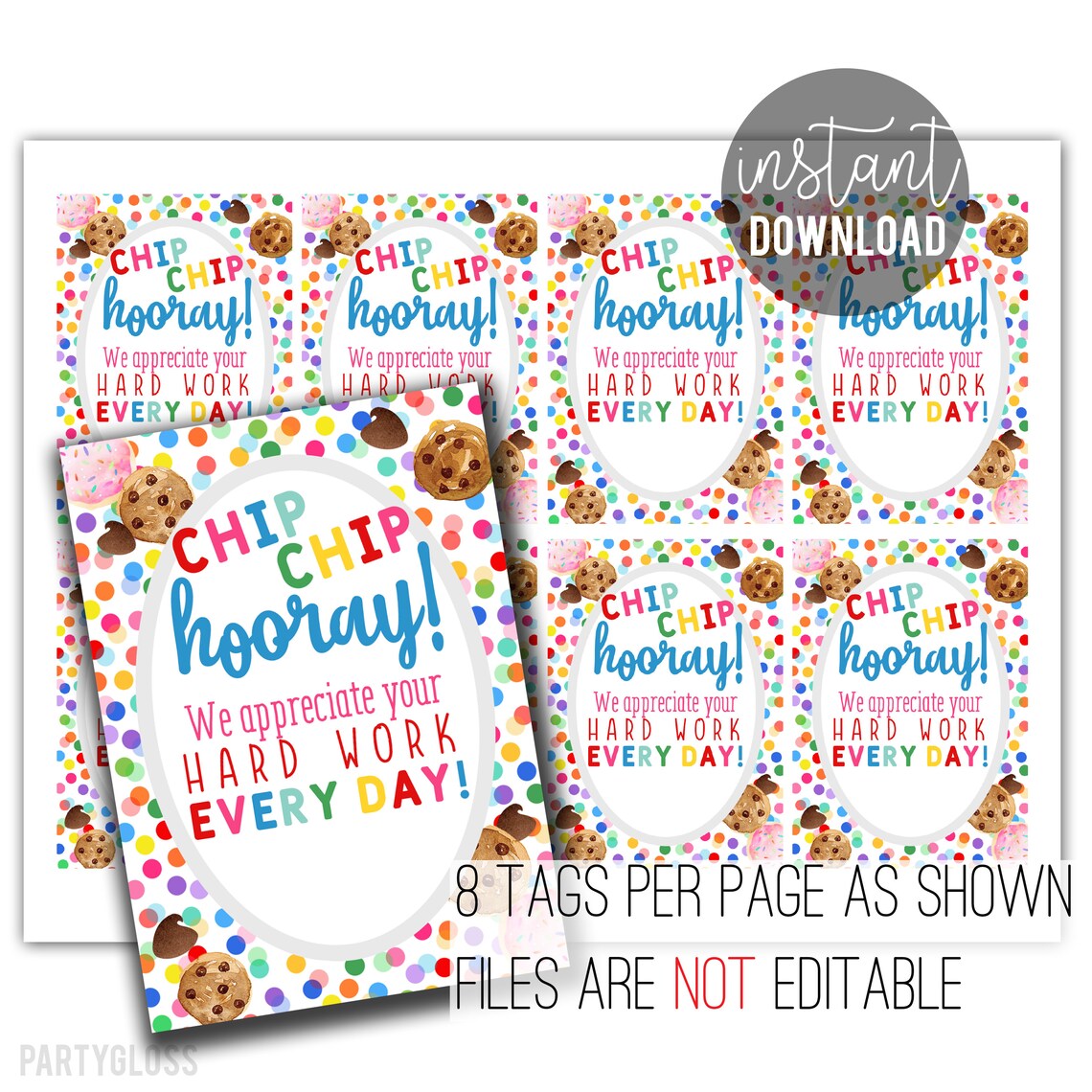 Chip Chip Hooray Appreciation Printable Tag Printable Cookie Etsy