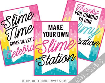 Slime Printable Signs Slime Station Sign Slime Birthday | Etsy