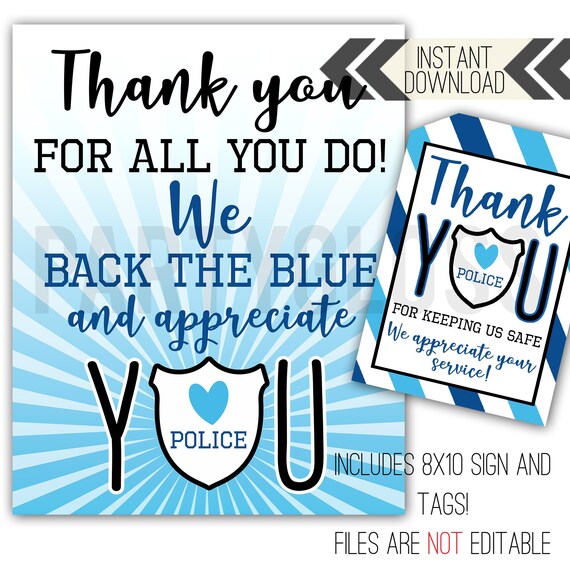 Police Appreciation Printables Police Tags Back The Blue Etsy