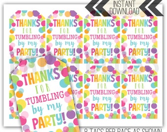 Gymnastiek partij afdrukbare tag | Tumble-tag | Afdrukbare tuimeltag | Gymnastiekfeest | Tuimelen door | Afdrukbare gunsttag | Gymnastiek label