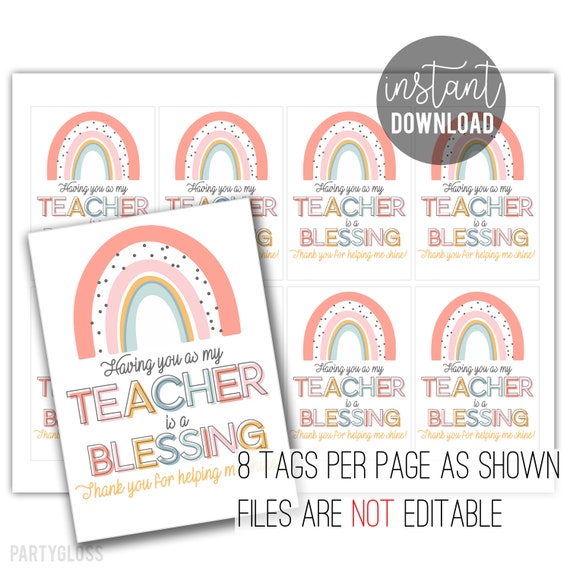 Editable - Classroom Setup - Gift Tags - Teacher Appreciation Gift Tags -  Thank you for helping me grow - Lucky Little Learners