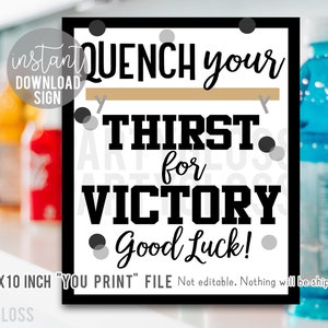 Gymnastique noire bonne chance imprimable 8x10 pouces signe, étanchez votre soif de victoire Sports Drink Gymnastic Team Drinks Cooler Meet Match