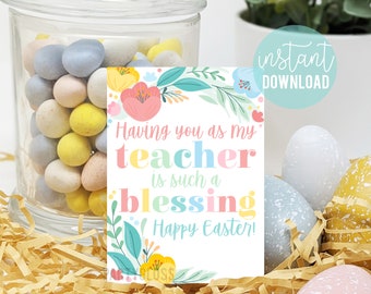 Easter Teacher Appreciation Printable Tags Christian Teachers Gift Tag Sunday School Having You As My Teacher Is A Blessing Private School