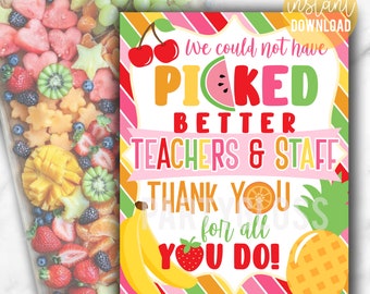 Fruit Teachers & Staff Appreciation 8x10 Printable Sign, Fruity School Teacher Thank You Treats Luncheon Breakfast PTO PTA Faculty Breakroom