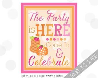 Pumpkin Party Printable Sign | Pumpkin Welcome Sign | Fall Door Sign | Fall Party Welcome | Girly Fall Party | Girl Pumpkin Birthday |