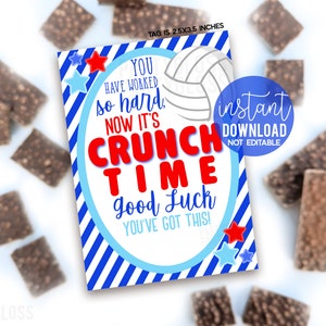 Volleyball Crunch Time Bonne chance Étiquettes cadeaux imprimables, Bonbons au chocolat Indoor Beach Match State Championship Tournament Playoff You Got This