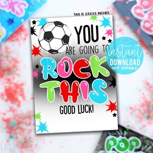 Football, vous allez basculer cette bonne chance, étiquettes cadeaux imprimables, Pop Candy Rocks Match Playoffs Regionals Game Day Team State Championship