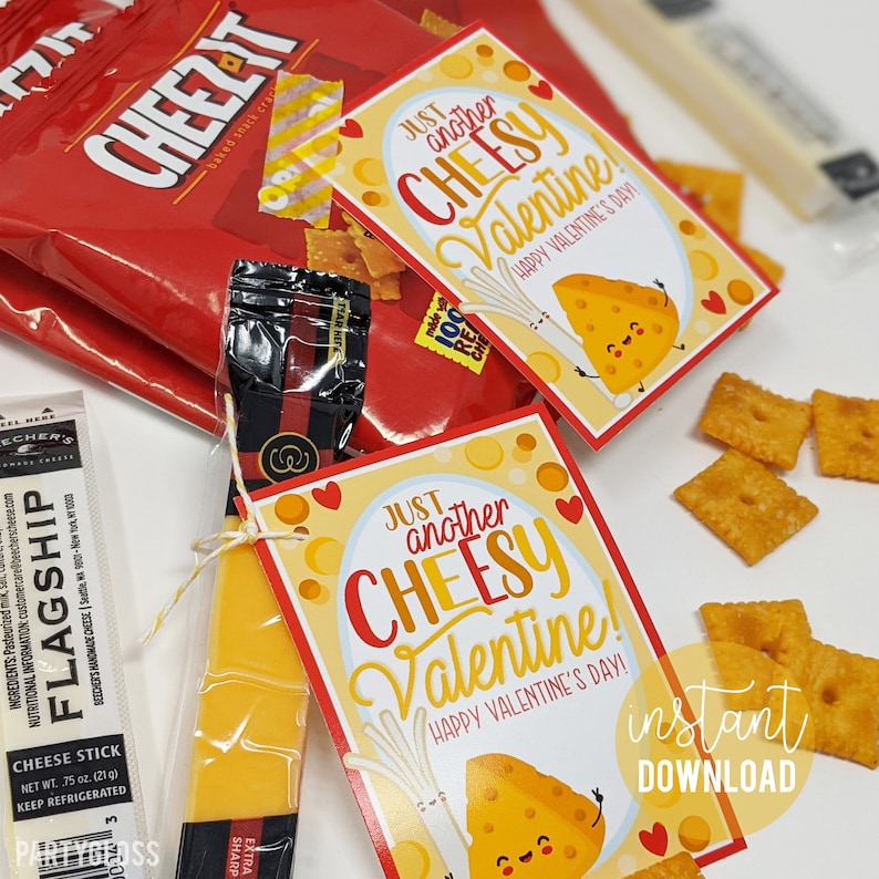 Cheese Valentine's Day Printable String Cheese Valentine Etsy