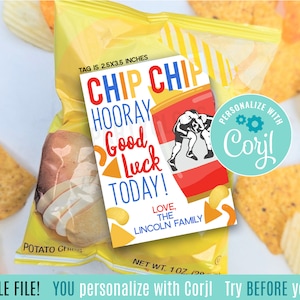 Editable Wrestling Chip Chip Hooray Good Luck Today Printable Gift Tags Practice Match Meet Tournament Conditioning Camp Snacks Bag Of Chips