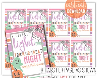 Glad Halloween-ljusstavsetiketter, Bus eller godis-etiketter, icke-matetiketter, elevklass, klassrum, icke-godis, elever, nattlampa