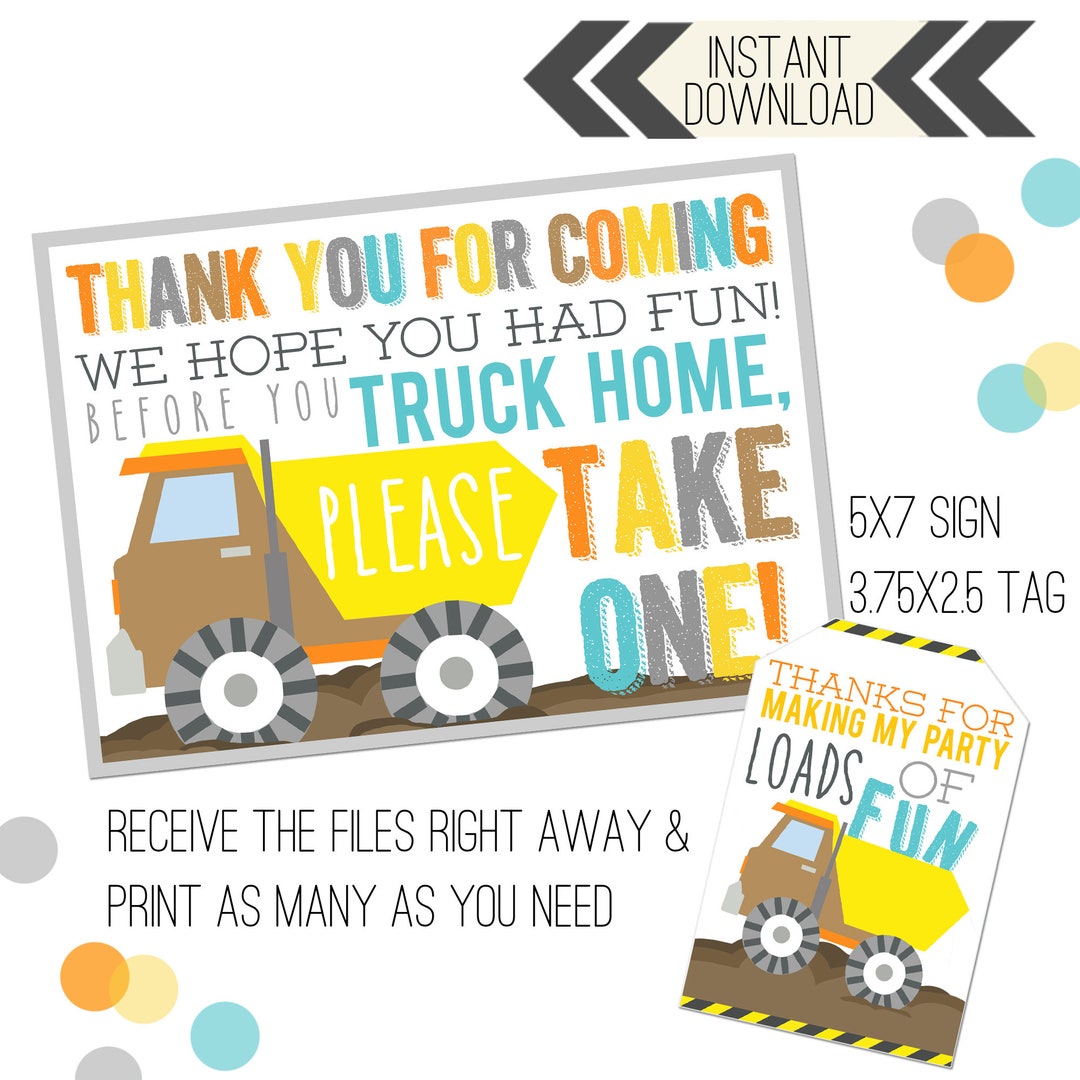 Construction Party Printables | Construction Favor Tags | Favor Sign ...