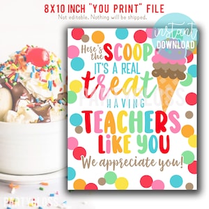 Ice Cream Sundae Teacher Appreciation Print | Teachers Lunch Appreciation | Ice Cream Sign | Staff Appreciation PTO PTA Themes | Sundae Bar