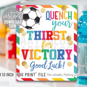 Panneau imprimable de football bonne chance de 8 x 10 pouces, étanchez votre soif de victoire Sports Drink Cooler Match Practice Game Station d'hydratation