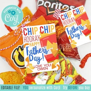 Bewerkbare vaderdag afdrukbare tags, grappige papa tag chip chip hoera gelukkige vaderdag nacho chip cadeau tag zoon opa papa oom vriend