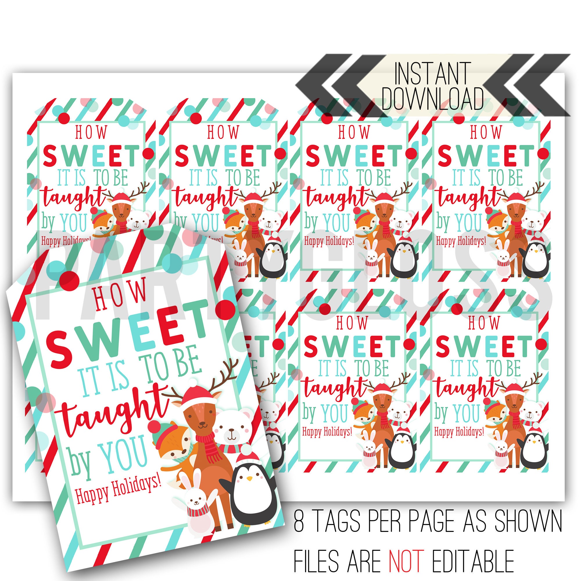 Teacher Christmas Gift Printable Tag Christmas Teacher Tag - Etsy