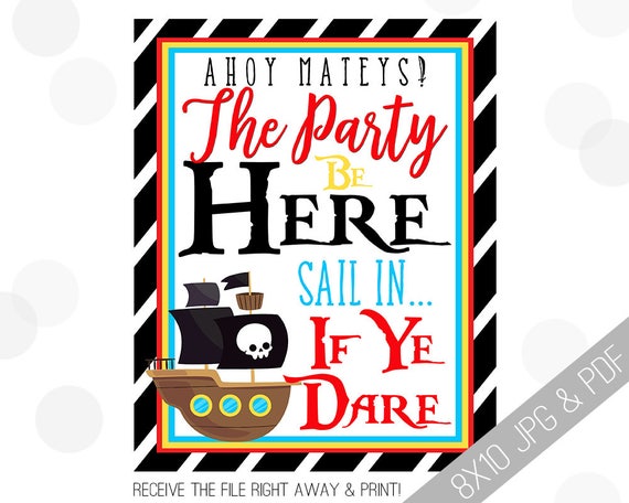Buy Pirate Party Printable Sign Pirate Welcome Sign Pirate Door