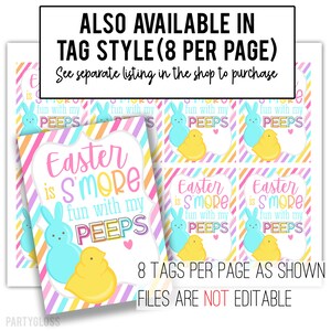 S'mores Peeps Printable Bag Toppers, Happy Easter Tag, Smores Gift S'more Fun With My Peeps Ziploc Team Class Office Staff Coworker Student image 4