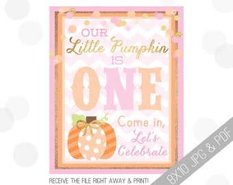 Pumpkin Party Printables | Pumpkin Welcome Sign | Door Sign | Little Pumpkin | Little Pumpkin Party | Pumpkin Birthday Decor |
