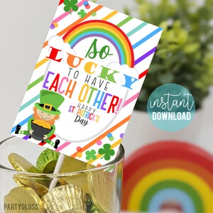Étiquettes imprimables de la Saint-Patrick, Lucky To Have Each Other Friend Tag, Boyfriend Girlfriend Partner Coworker Office Staff Employees Boss