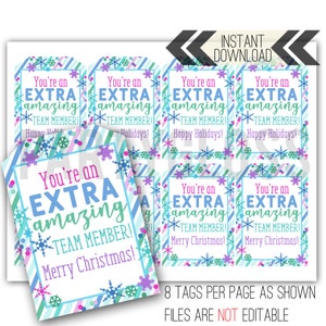 Extra Amazing Team Member Printable Tag | Christmas Holiday Tag | Extra Tag | Staff Gift | Team Staff Gum Gift Tag | Extra Amazing Holiday