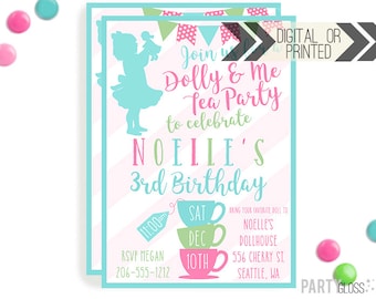 Baby Doll Tea Party Invitation | Digital or Printed | Dolly Invitation | Tea Party | Doll Birthday Party | Dolly Invitations |  Doll Party