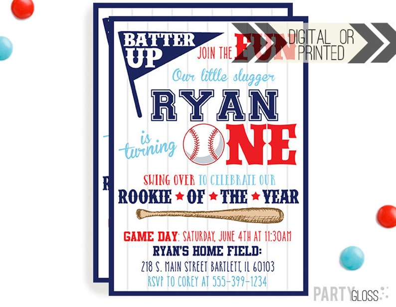 Baseball Birthday Invitation Digital or Printed Baseball Etsy