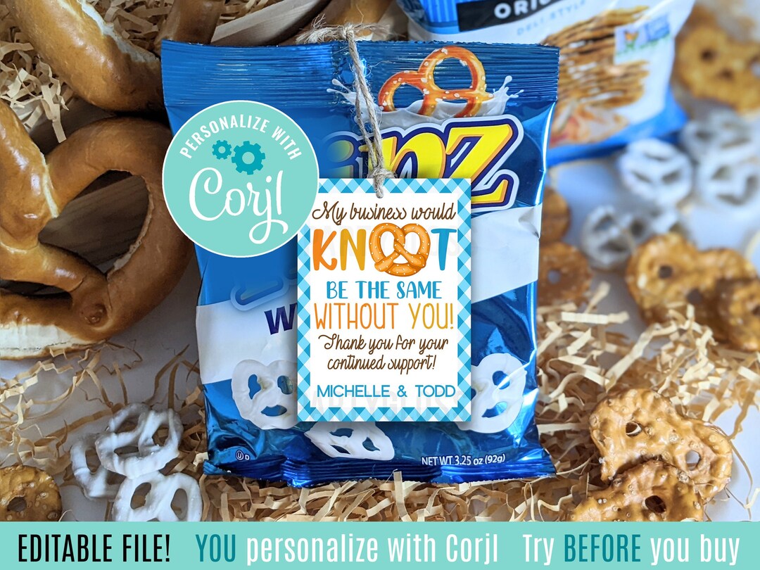 Editable Pretzel Customer Appreciation Printable Tag Pretzels My