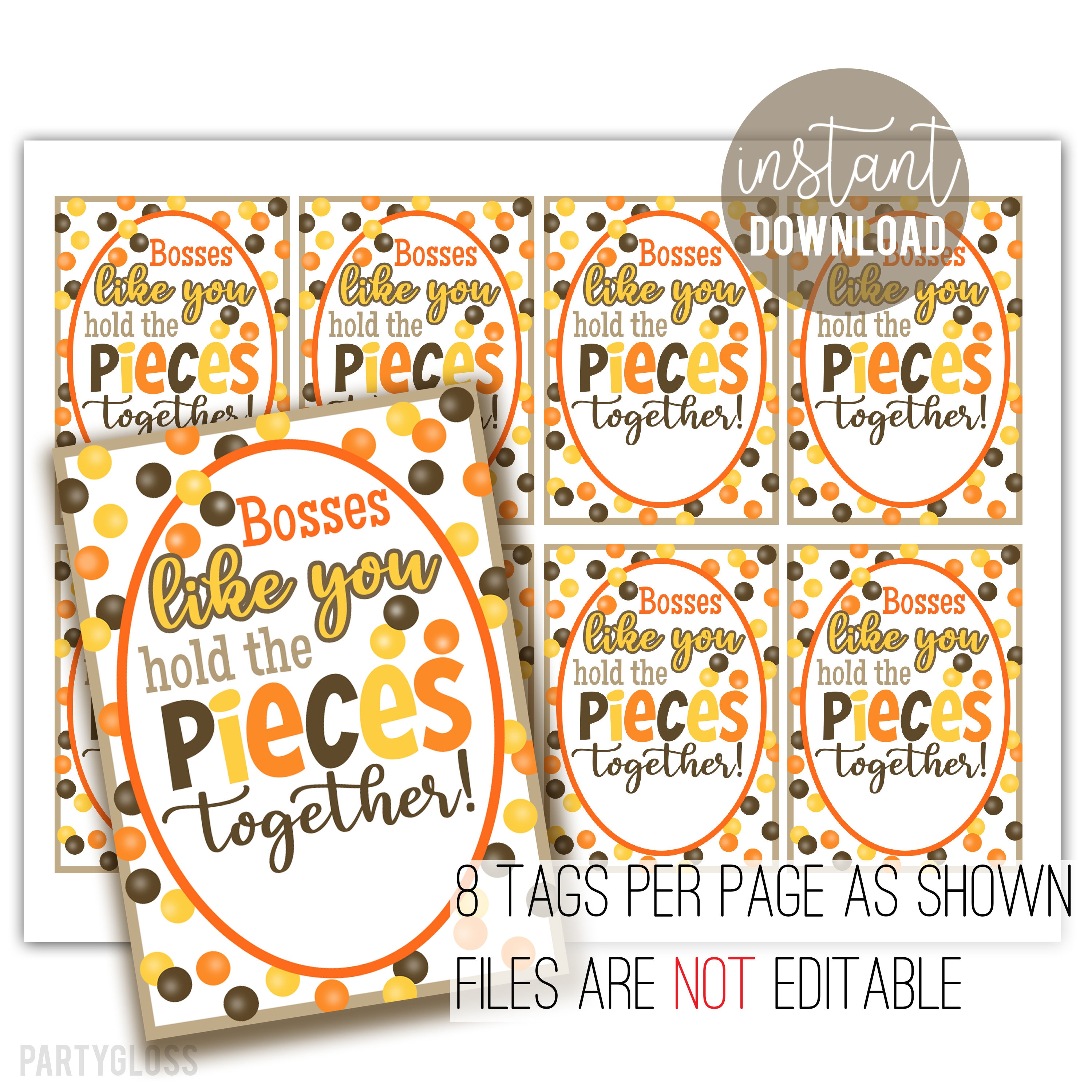 Boss Appreciation Printable Tag Printable Pieces Tags - Etsy